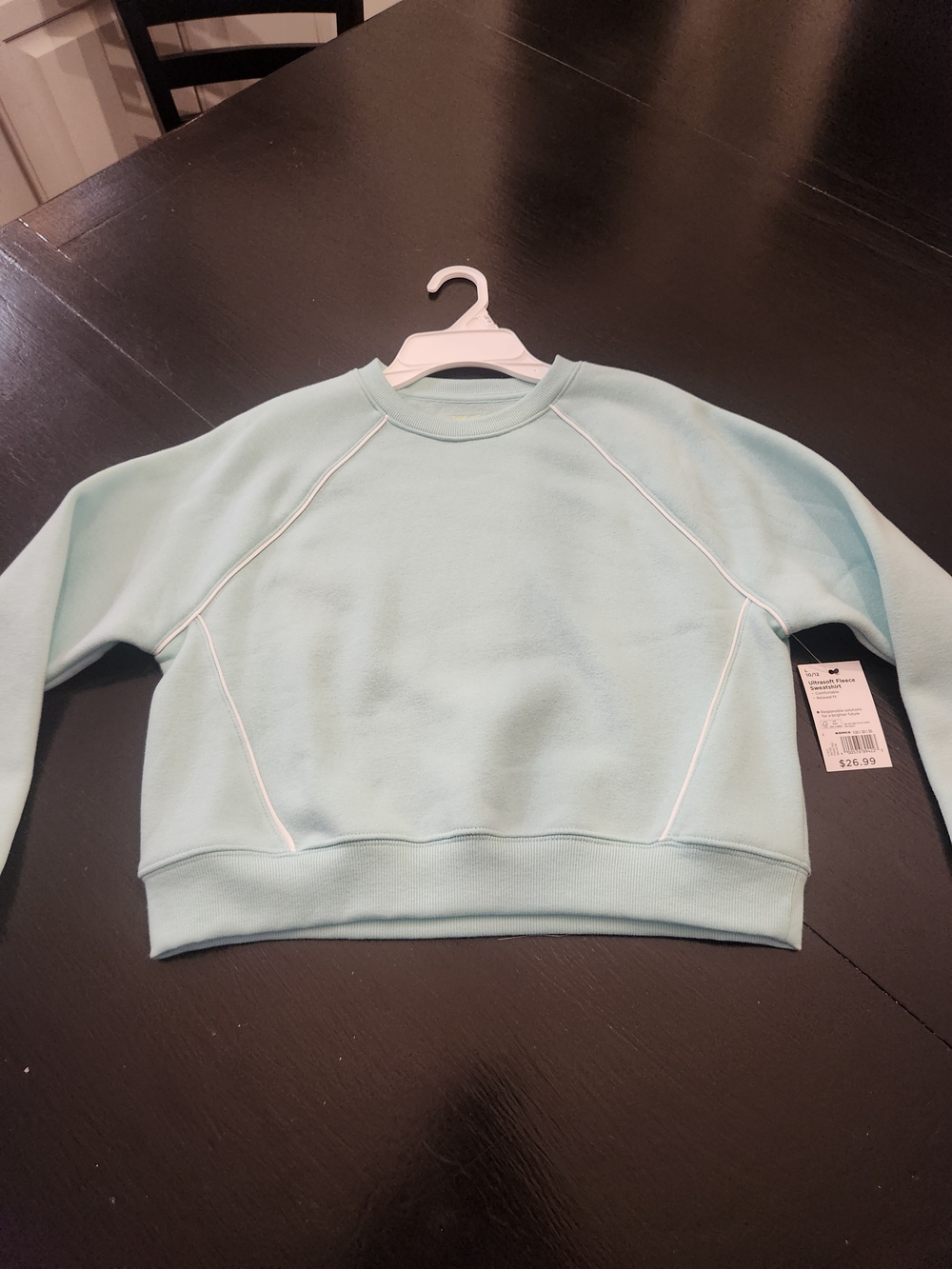 Kohl's Girl's Mint Crewneck Sweatshirt with White Piping